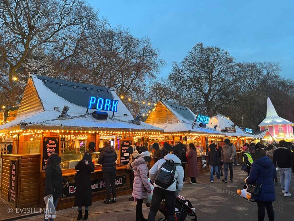 ロンドンのクリスマスマーケット(ハイドパークのウィンターワンダーランド)